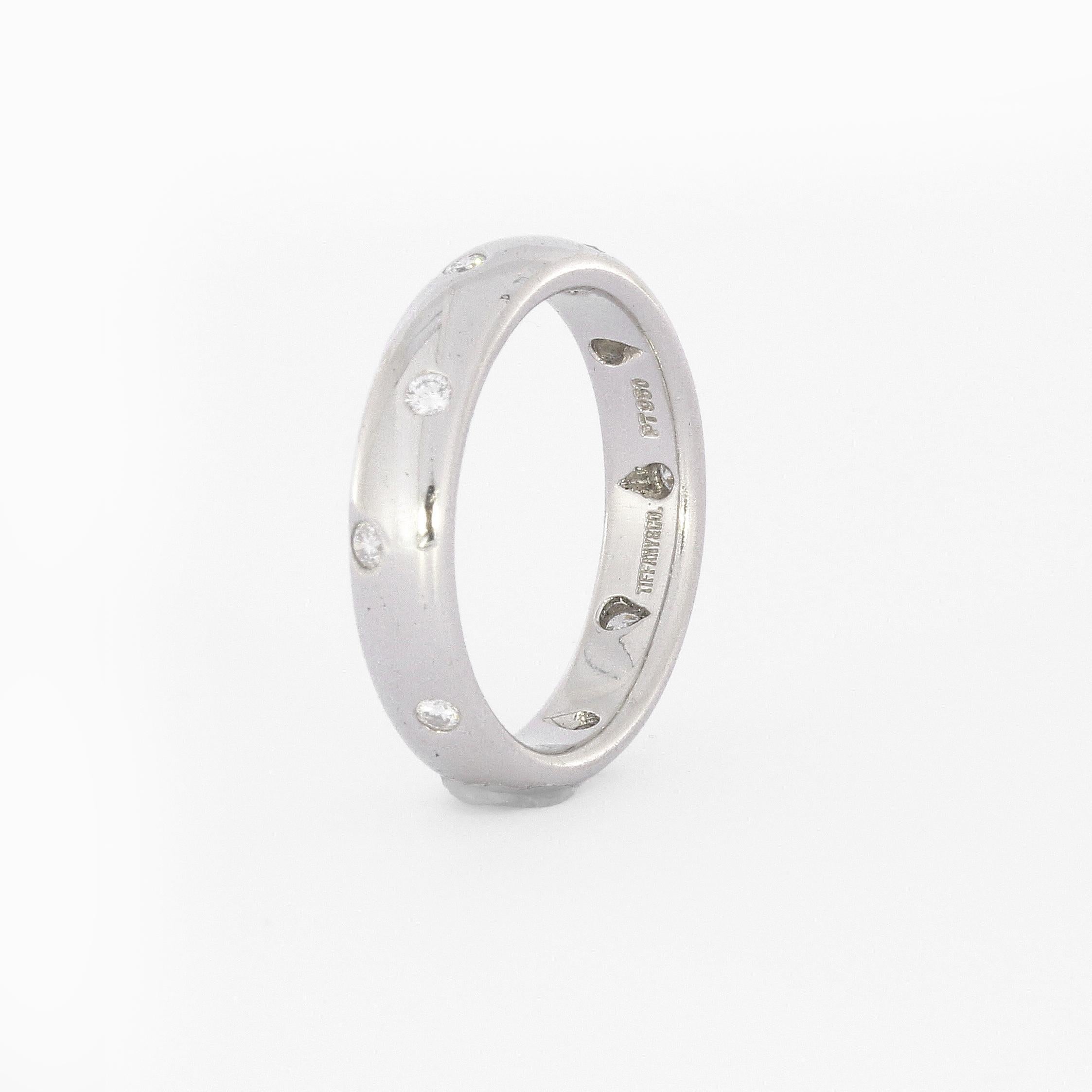 Tiffany & Co. Etoile Diamond Platinum Bridal Band Ring with 10 brilliant cut diamonds.