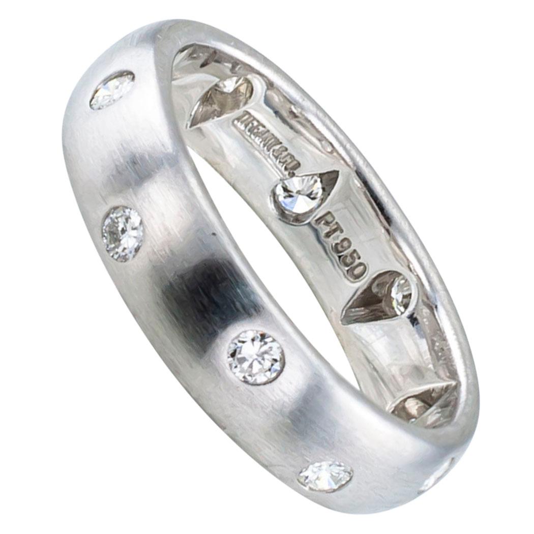 Contemporary Tiffany & Co. Etoile Diamond Platinum Ring Band Size 4