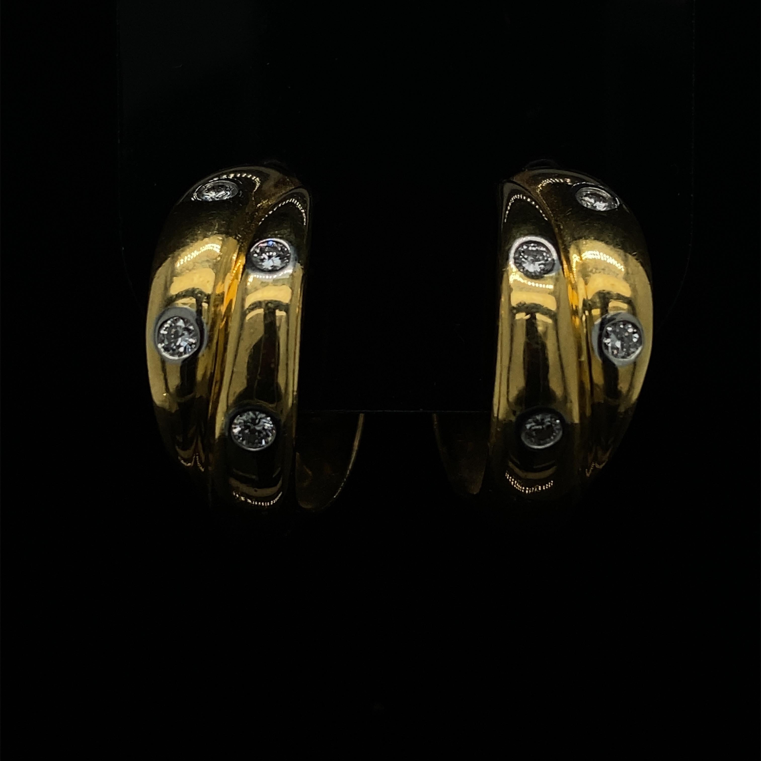 Round Cut Tiffany & Co. Etoile Diamond Set Earrings 18 Karat Yellow Gold