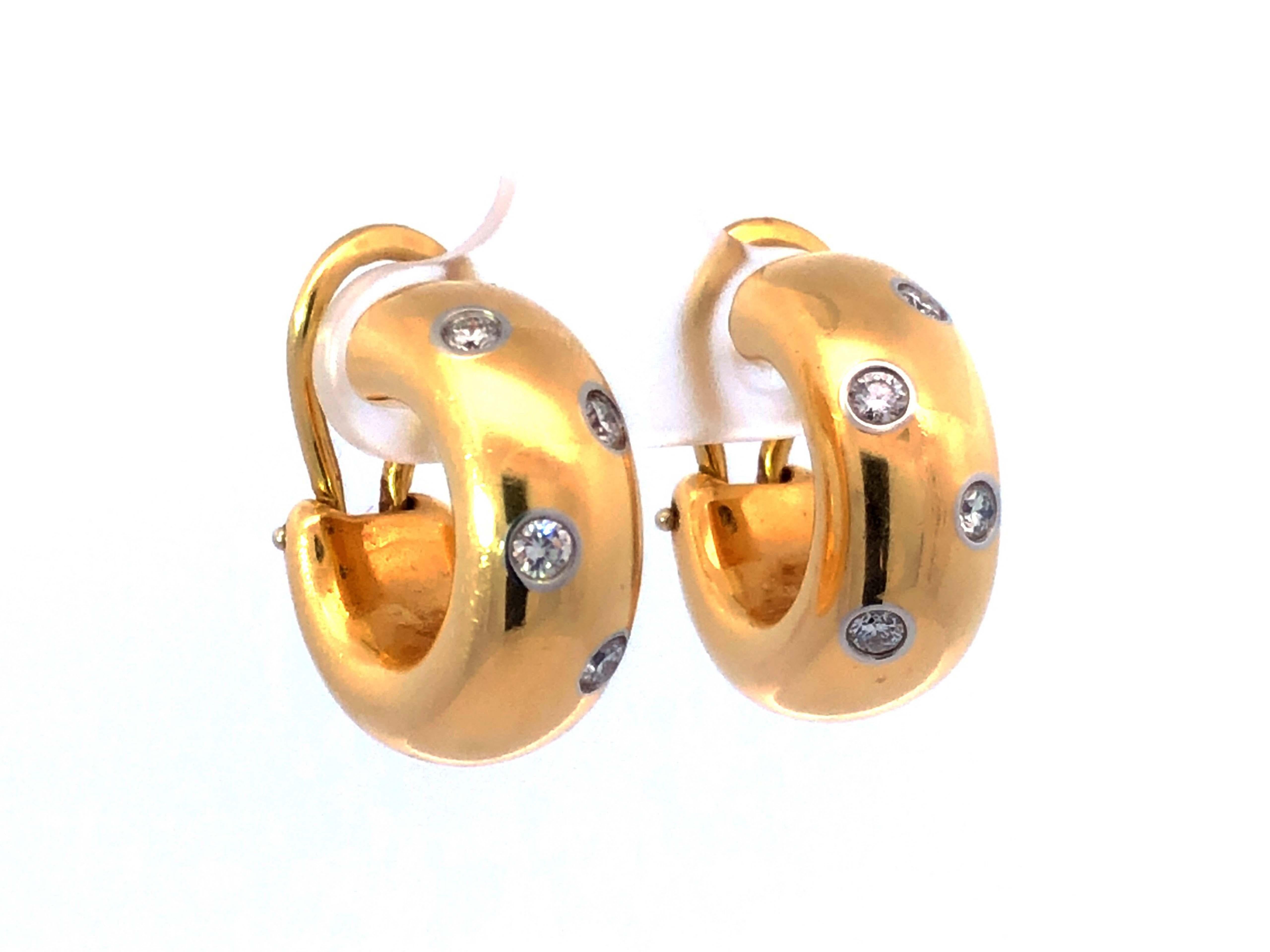 Tiffany & Co. Breite Diamant-Ohrringe aus 18 Karat Gelbgold mit Diamanten von Etoile (Rundschliff)