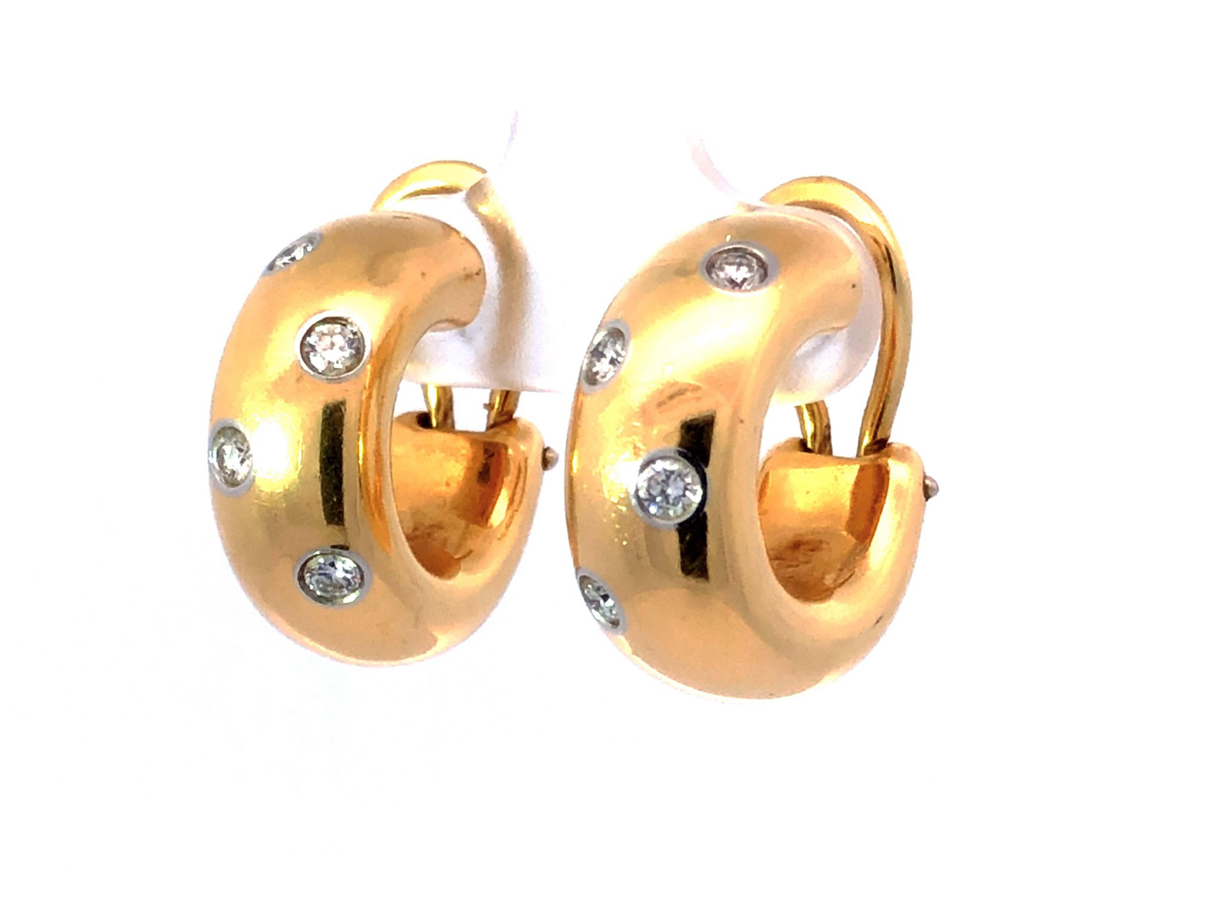 Round Cut Tiffany & Co. Etoile Diamond Wide Hoop Earrings in 18k Yellow Gold