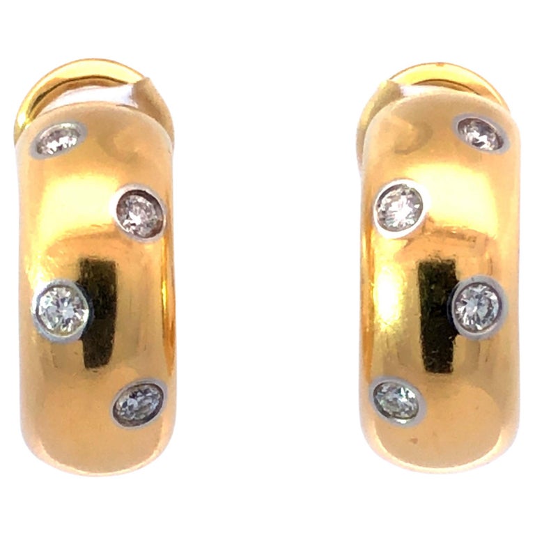 Tiffany and Co. Etoile Diamond Wide Hoop Earrings in 18k Yellow Gold