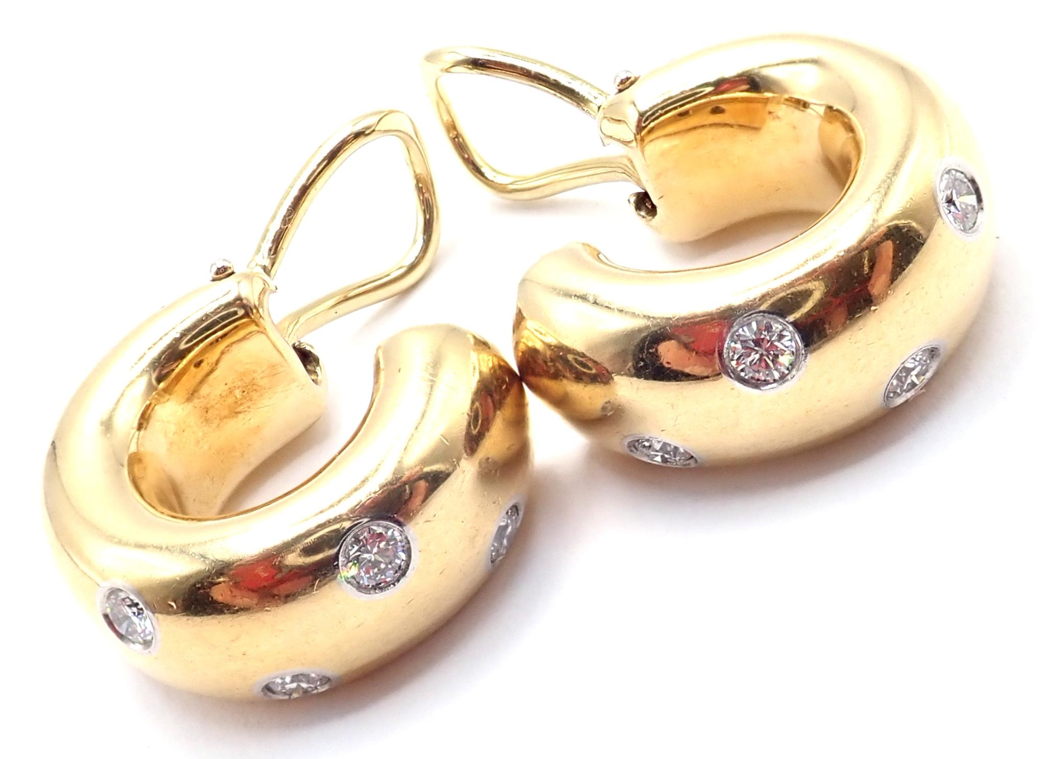 Tiffany & Co Etoile Diamond Yellow Gold And Platinum Hoop Earrings For Sale 6