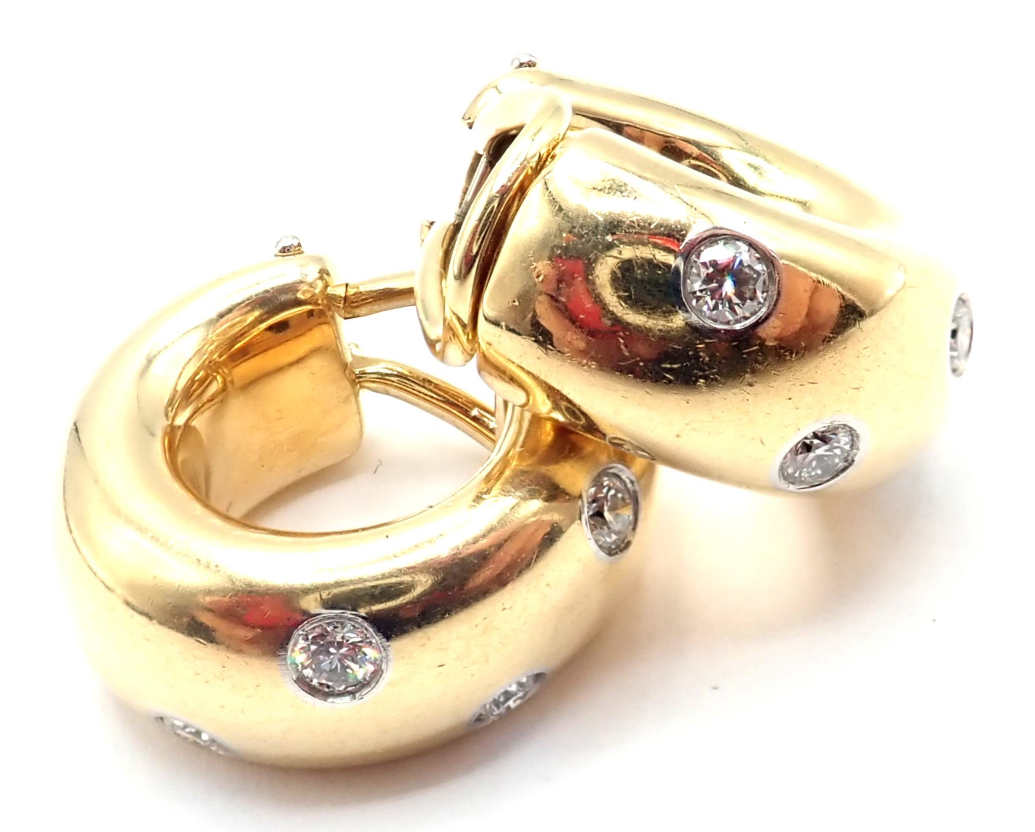Tiffany & Co Etoile Diamond Yellow Gold And Platinum Hoop Earrings In Excellent Condition For Sale In Southampton, PA