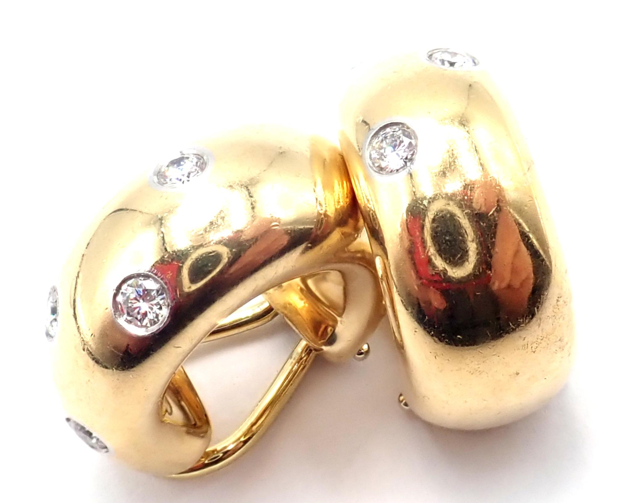 Tiffany & Co Etoile Diamond Yellow Gold And Platinum Hoop Earrings For Sale 1