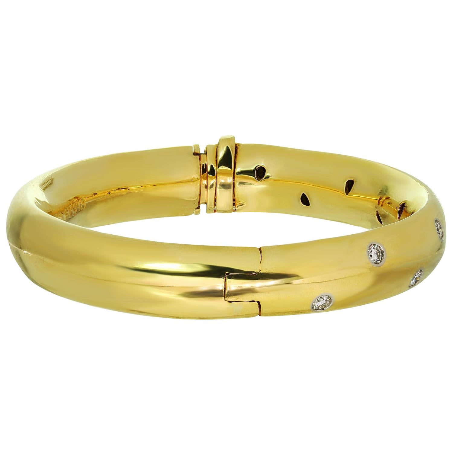 Brilliant Cut Tiffany & Co. Etoile Diamond Yellow Gold Platinum Bangle Bracelet