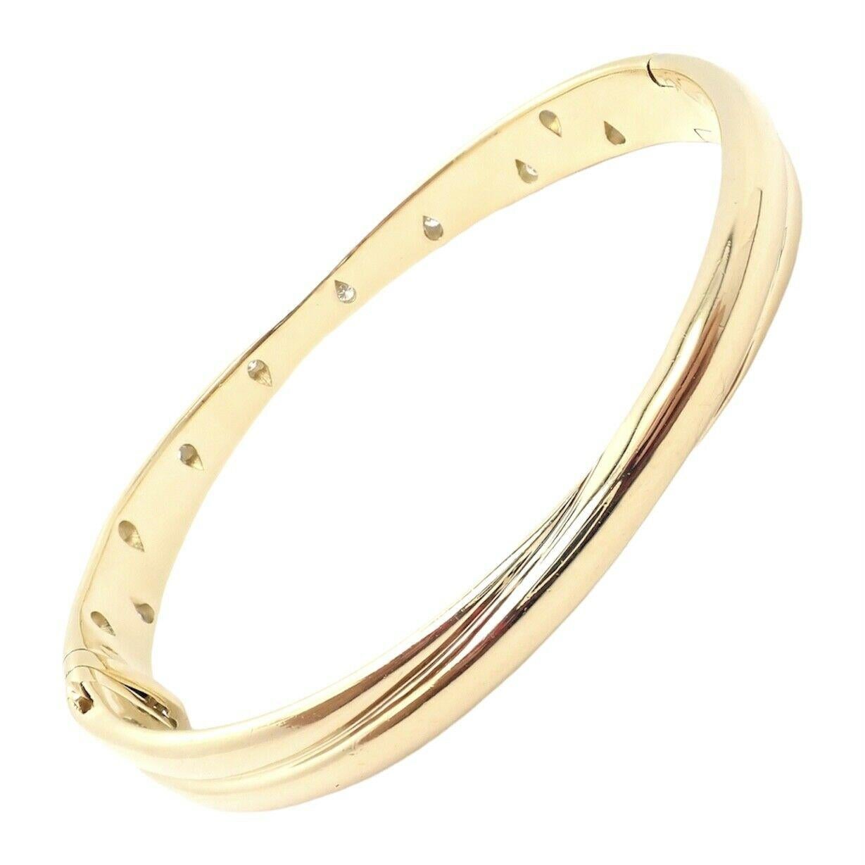 Tiffany & Co Etoile Diamond Yellow Gold Platinum Crossover Bangle Bracelet 4