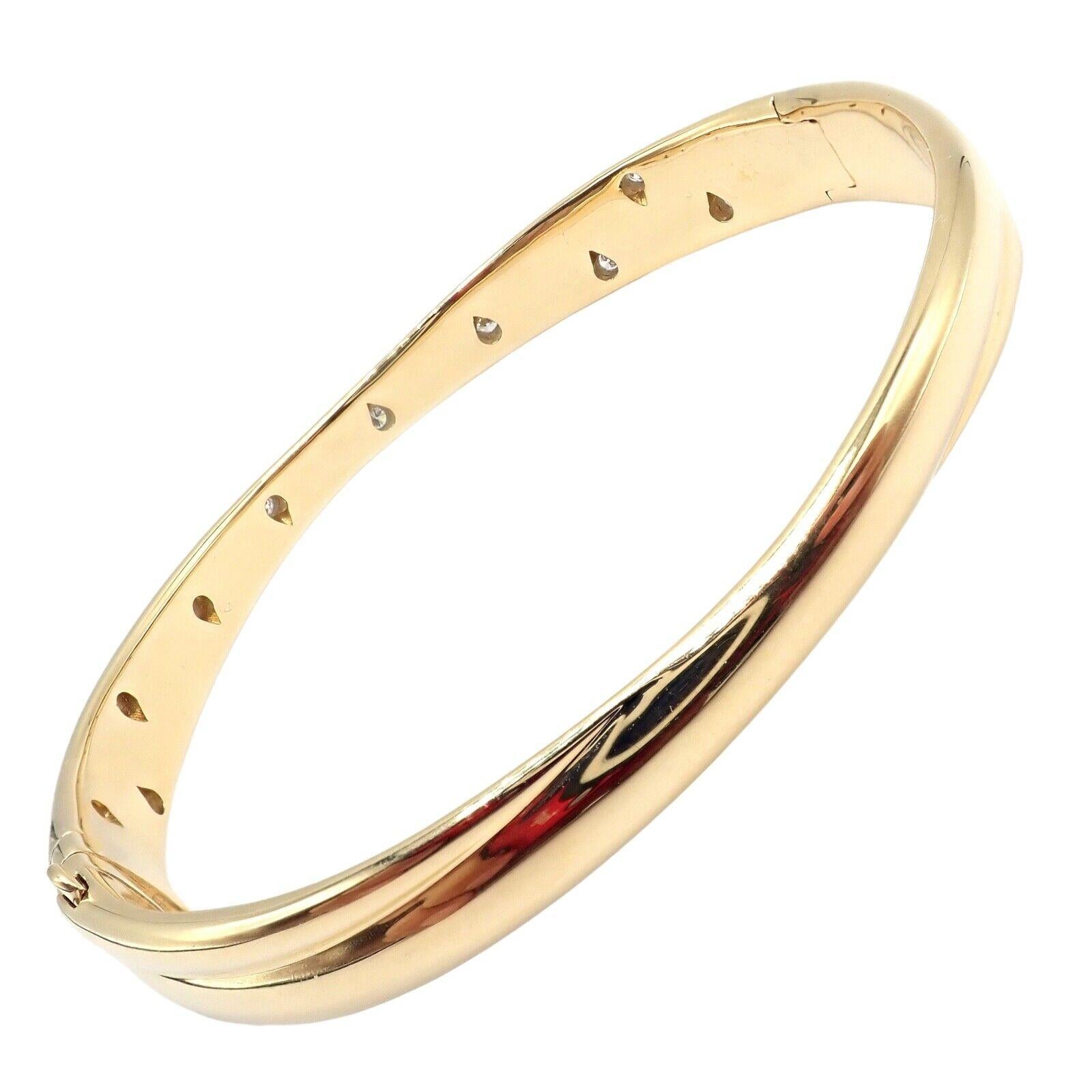 Tiffany & Co Etoile Diamond Yellow Gold Platinum Crossover Bangle Bracelet In Excellent Condition In Southampton, PA