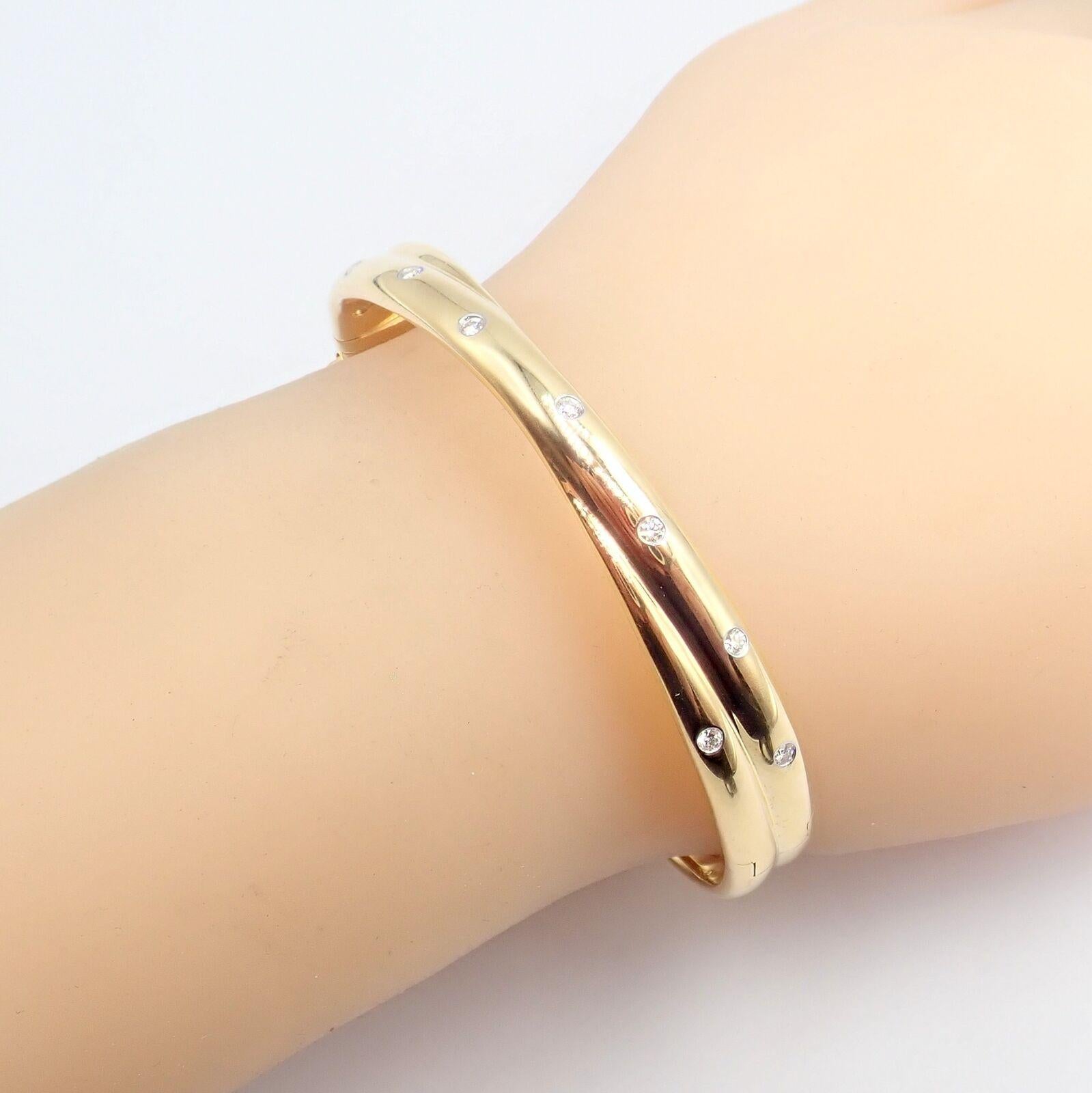 Tiffany & Co Etoile Diamond Yellow Gold Platinum Crossover Bangle Bracelet 3