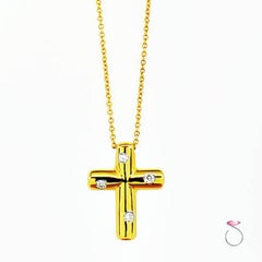 Tiffany & Co. Etoile Diamonds Cross Pendant Necklace in 18 Karat Yellow Gold