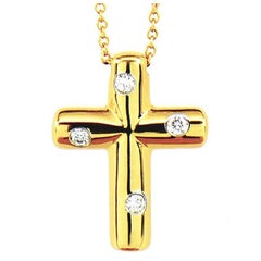 Tiffany & Co. Etoile Diamonds Cross Pendant Necklace in 18 Karat Yellow Gold