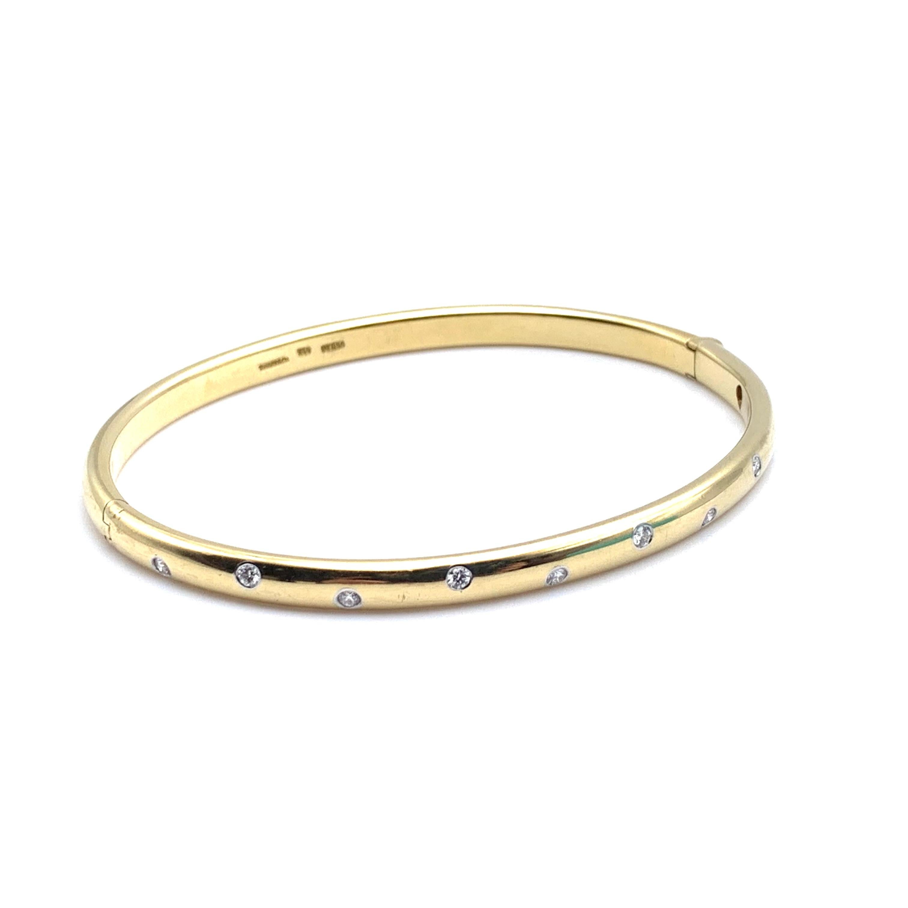 Neoclassical Tiffany & Co. Etoile Gold and Diamond Bangle