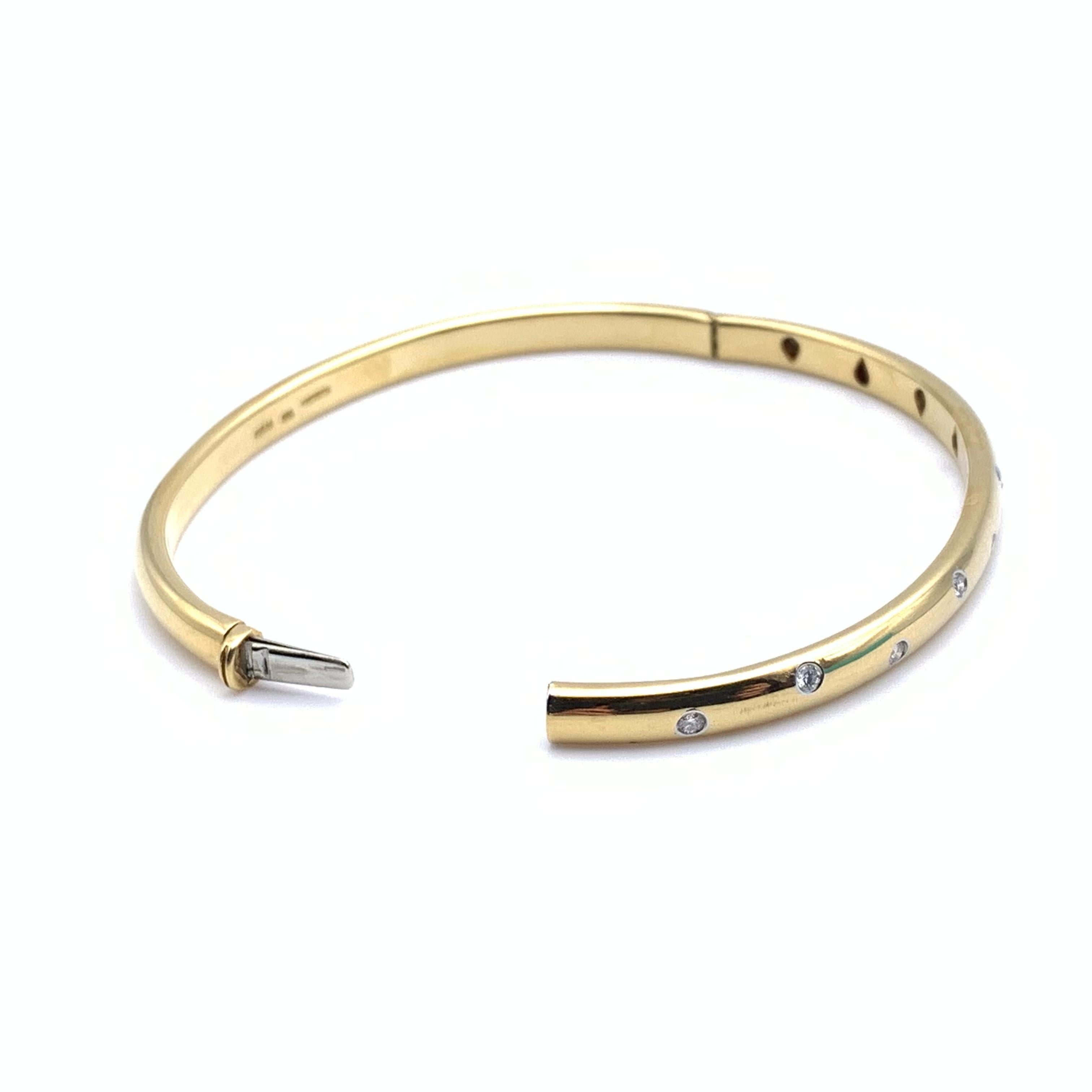 Round Cut Tiffany & Co. Etoile Gold and Diamond Bangle