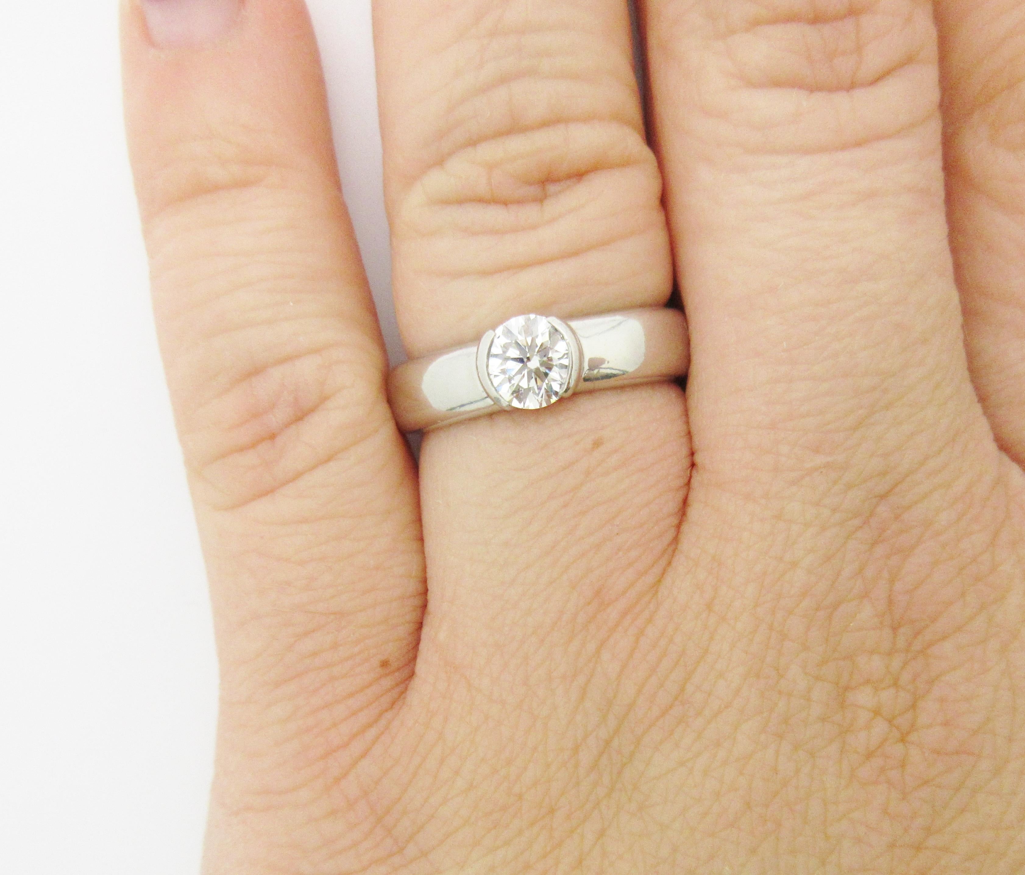 Tiffany & Co. Etoile Half Bezel .70 Carat Diamond Engagement Ring Platinum 1