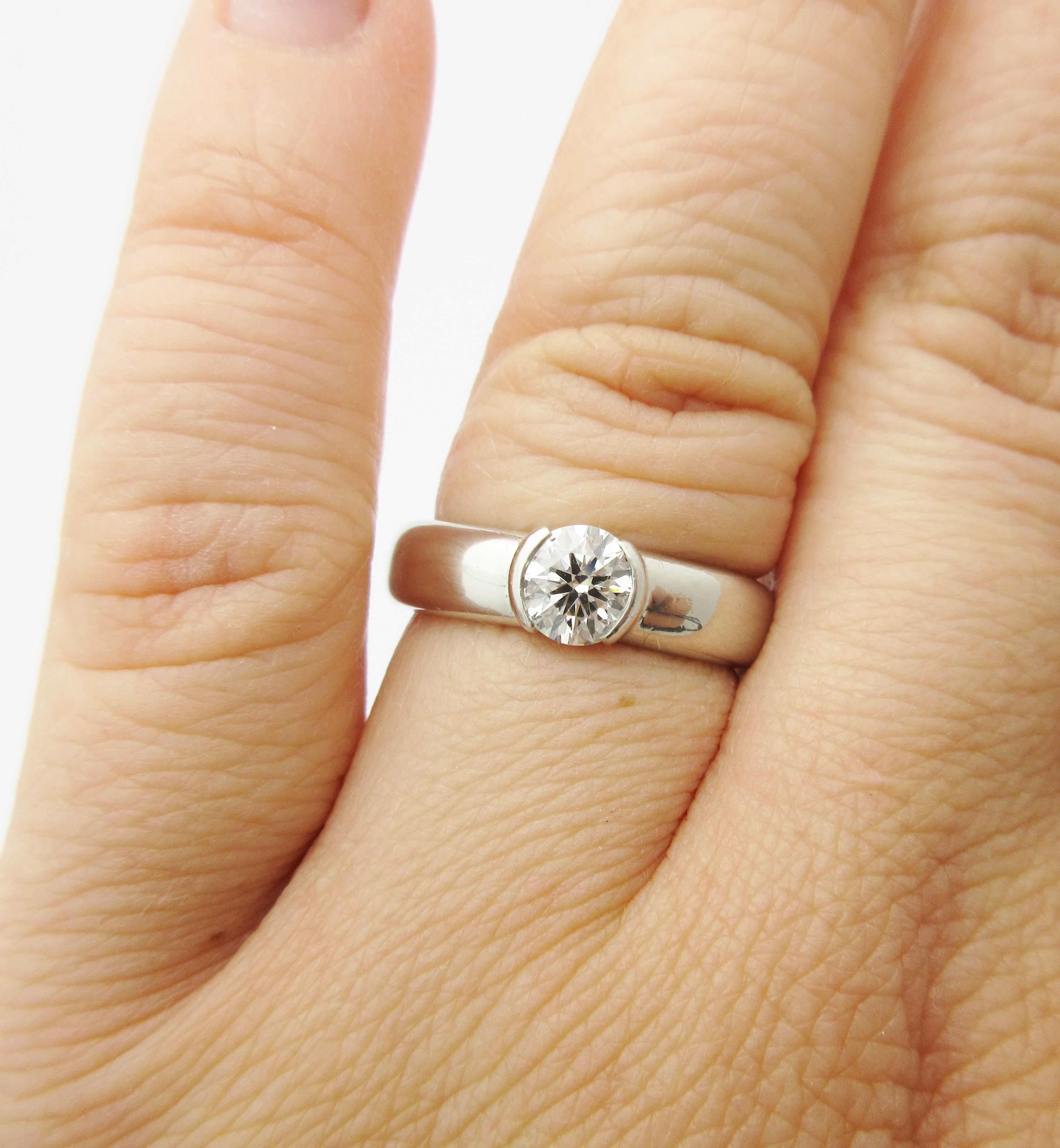 Tiffany & Co. Etoile Half Bezel .70 Carat Diamond Engagement Ring Platinum 2