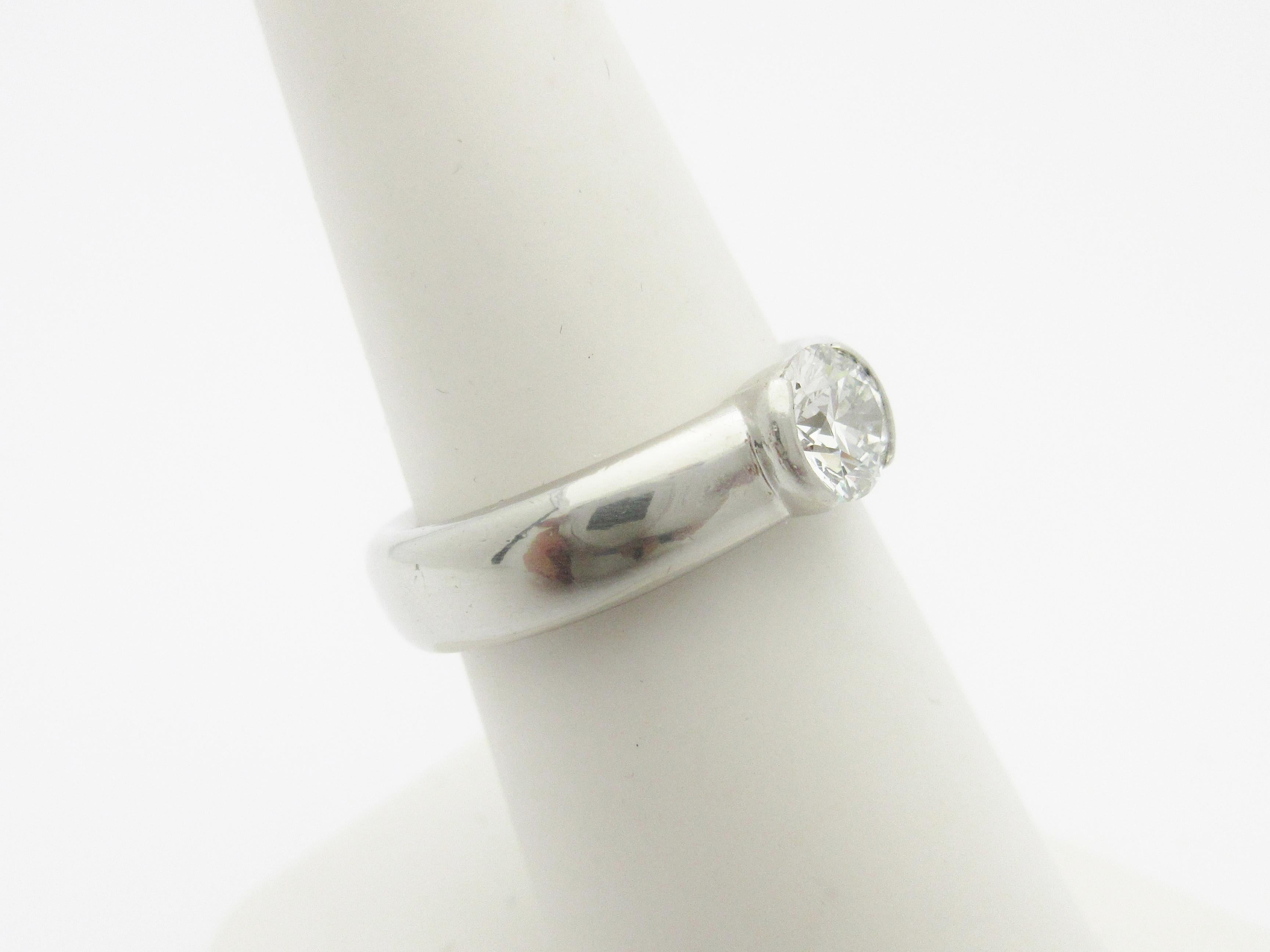 Tiffany & Co. Etoile Half Bezel .70 Carat Diamond Engagement Ring Platinum In Good Condition In Manchester, NH