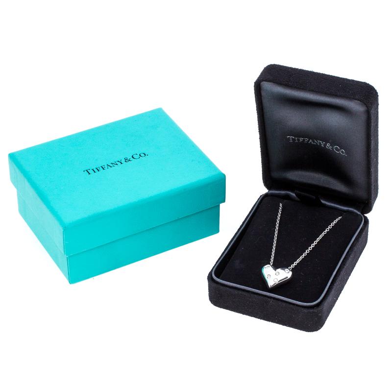 Contemporary Tiffany & Co. Etoile Heart 5 Diamond Platinum Pendant Necklace