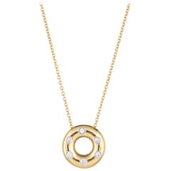 Tiffany & Co. Etoile Necklace 18 Karat Gold Platinum Round Donut Estate Jewelry