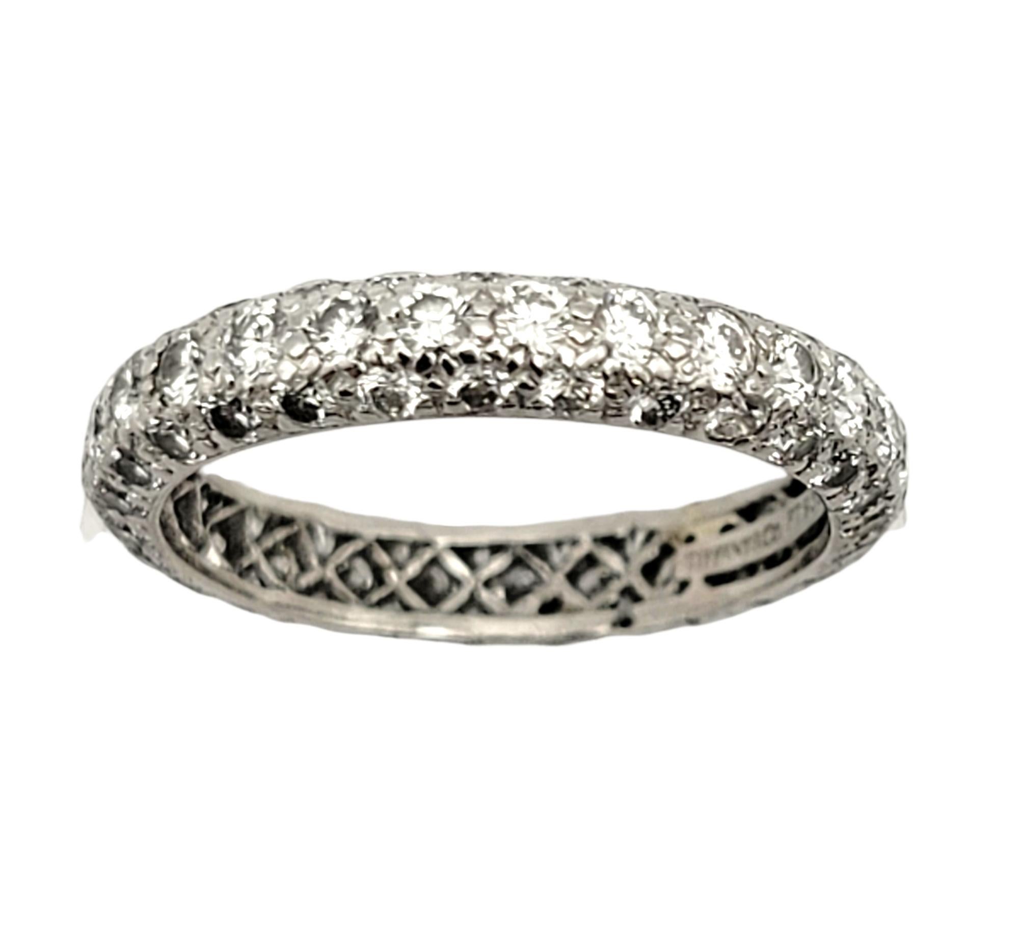 Tiffany & Co. Etoile Pave Diamond Eternity Band Ring Platinum 1.76 Carats Total In Good Condition In Scottsdale, AZ