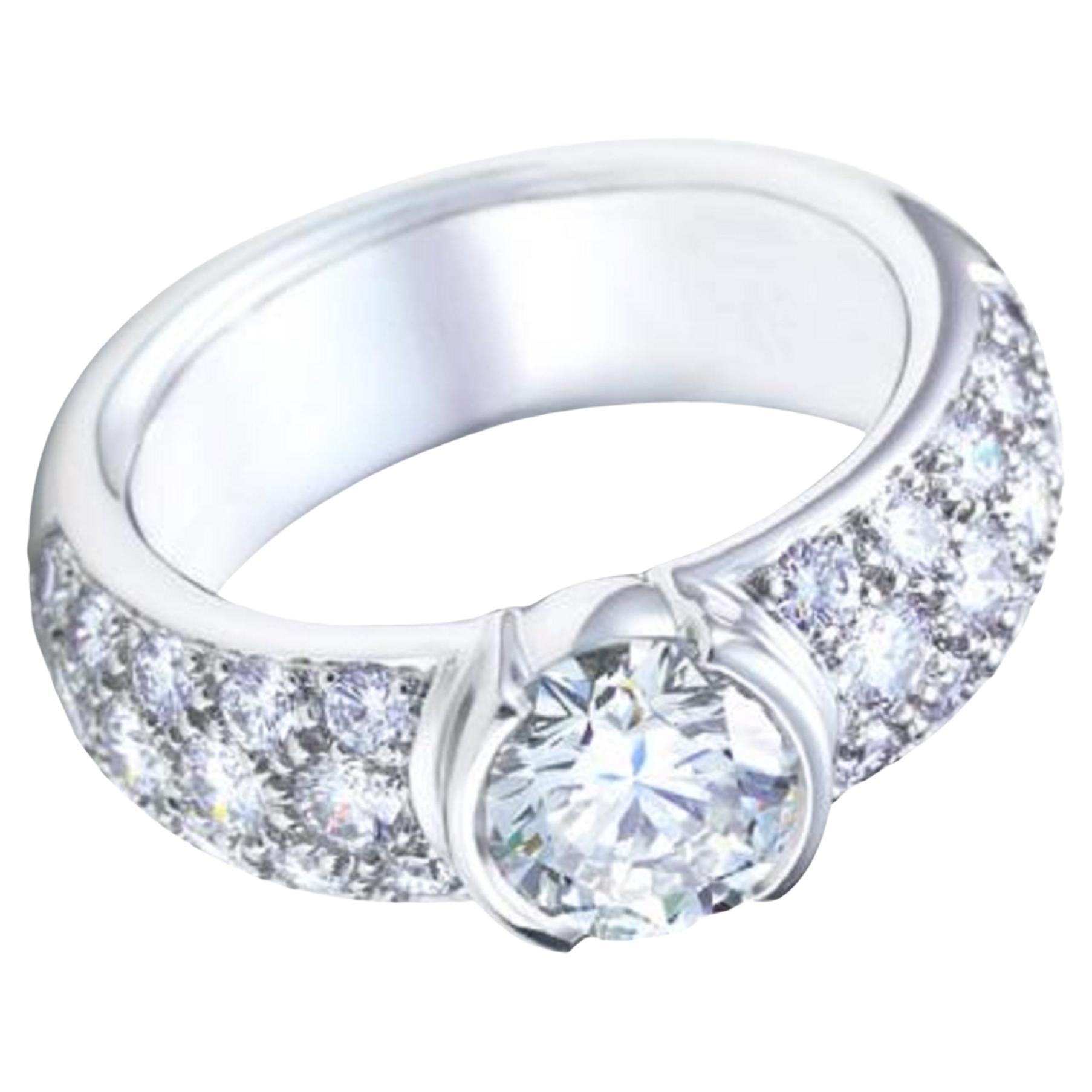 Tiffany & Co. Etoile Pave Engagement Soltiaire Platinum Ring For Sale