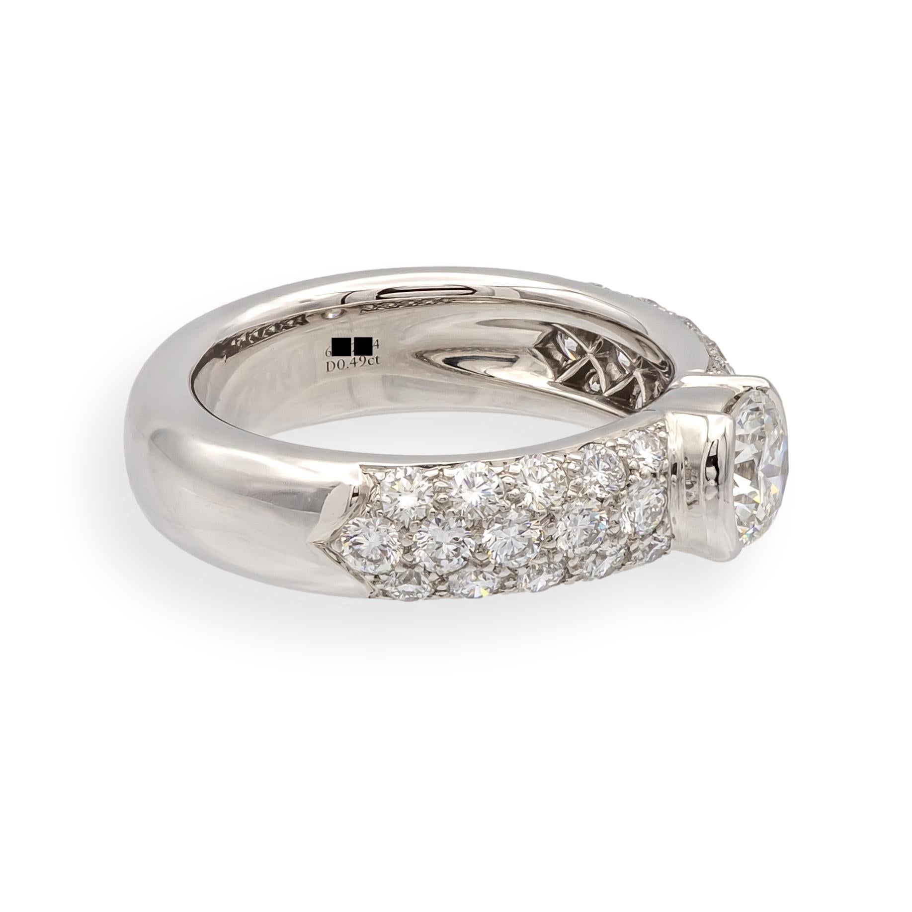 Women's Tiffany & Co. Etoile Platinum 1.26 Cts Total Round Pave Diamond Engagement Ring For Sale