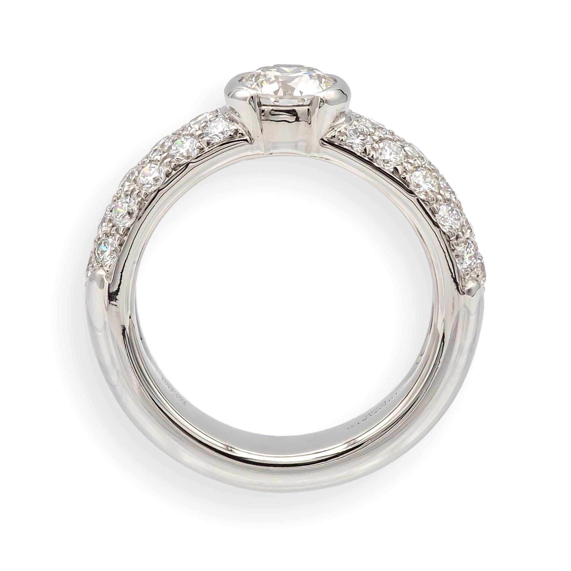 Tiffany & Co. Etoile Platinum 1.26 Cts Total Round Pave Diamond Engagement Ring For Sale 1