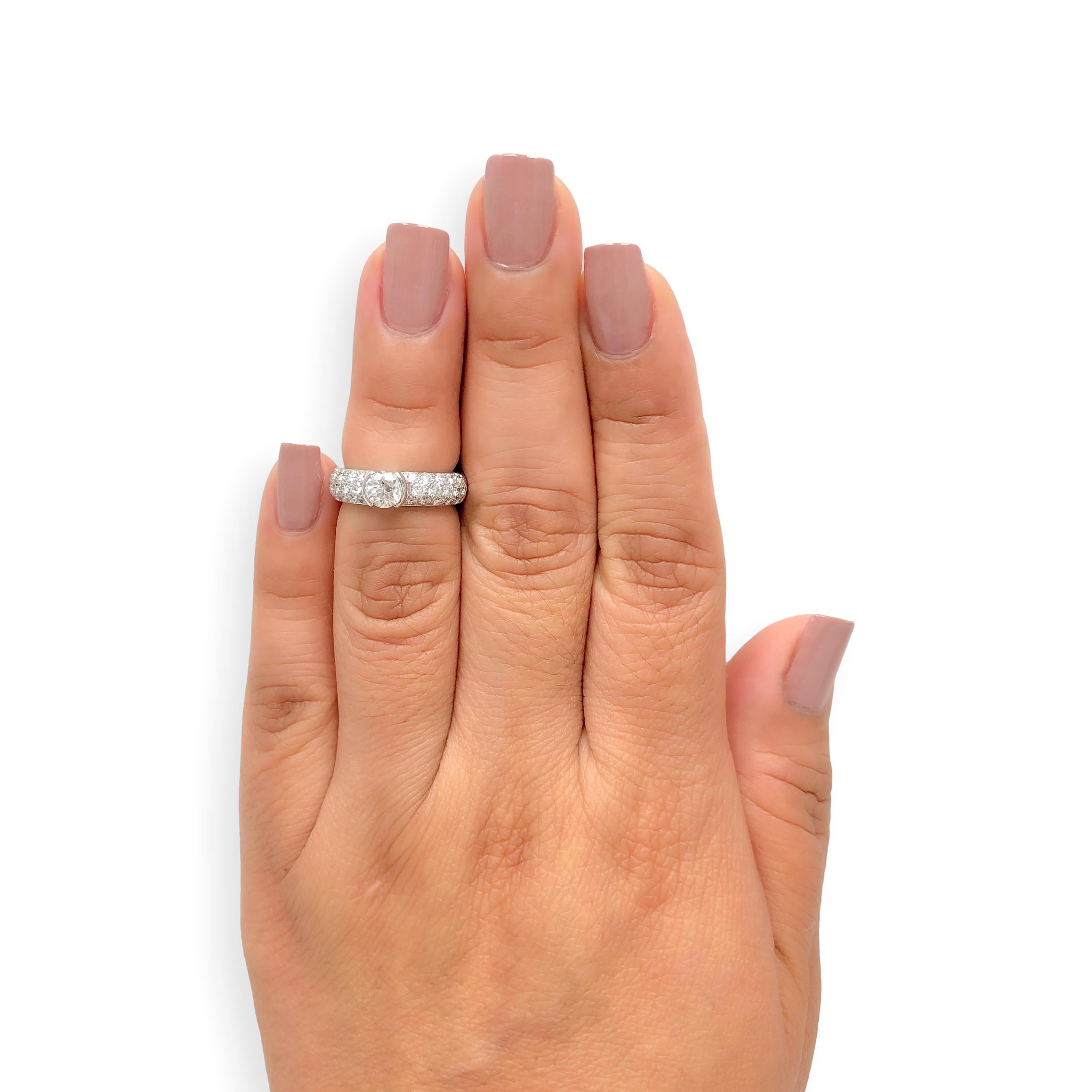 Tiffany & Co. Etoile Platinum 1.26 Cts Total Round Pave Diamond Engagement Ring For Sale 2