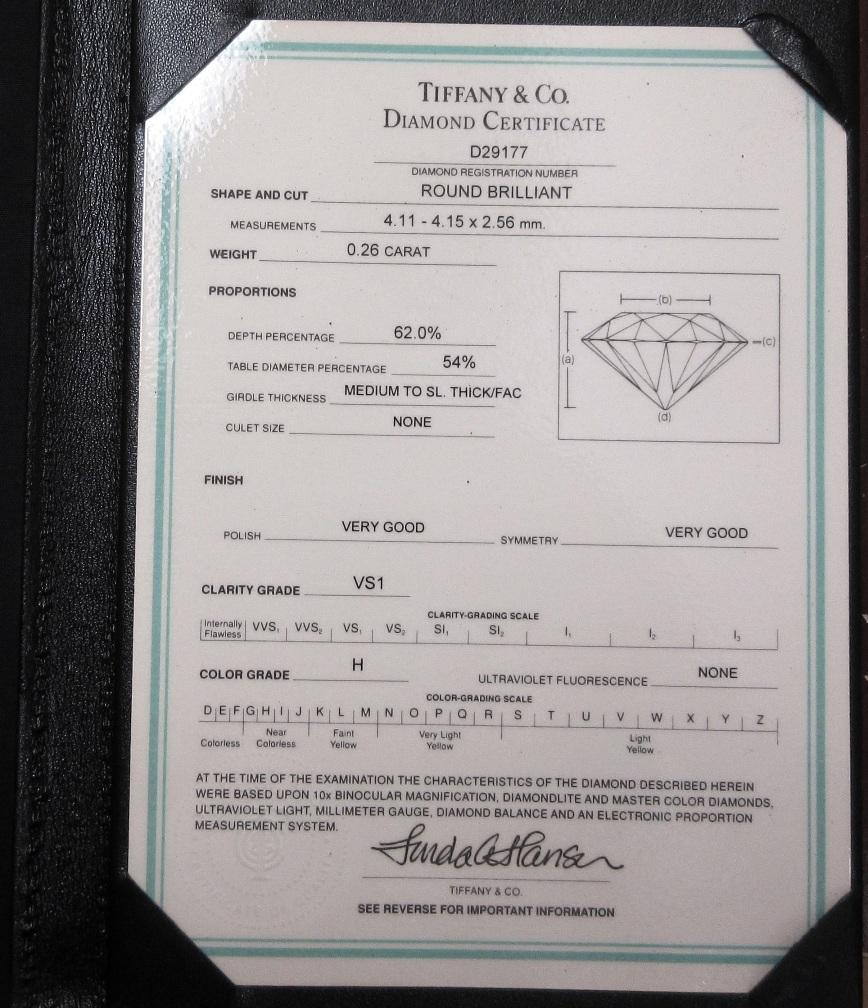 Donna TIFFANY & Co. Anello di fidanzamento Etoile in platino con diamante da 0,26 carati 5,5 con certificato in vendita