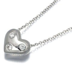 TIFFANY & Co. Etoile Platinum 3 Diamond Heart Pendant Necklace
