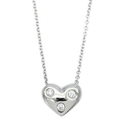 TIFFANY & Co. Etoile Platinum 3 Diamond Heart Pendant Necklace