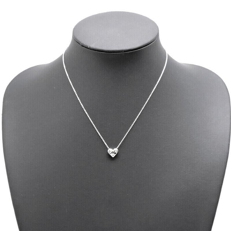TIFFANY & Co. Etoile Platinum 3 Diamond Heart Pendant Necklace For Sale 2