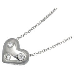 TIFFANY & Co. Etoile Platinum 3 Diamond Heart Pendant Necklace