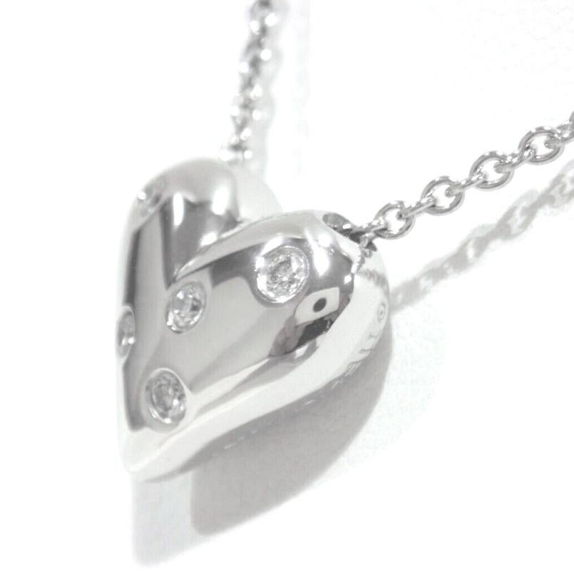 Round Cut TIFFANY & Co. Etoile Platinum 5 Diamond Heart Pendant Necklace For Sale