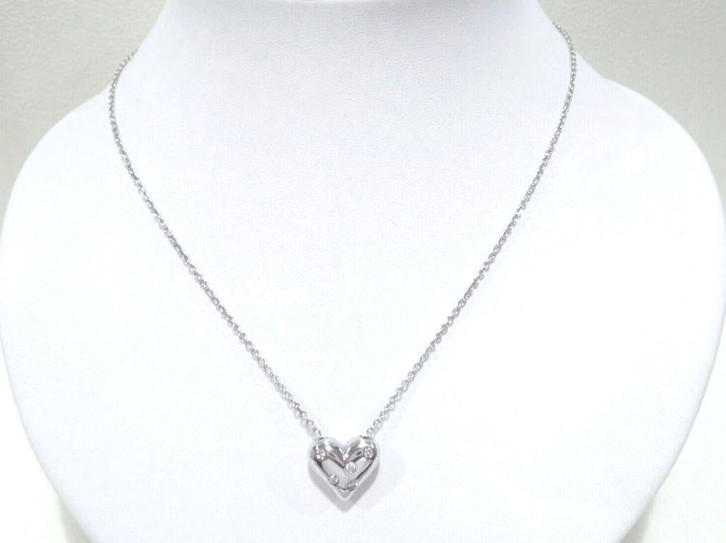 Women's TIFFANY & Co. Etoile Platinum 5 Diamond Heart Pendant Necklace For Sale