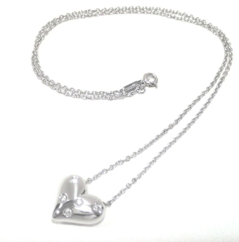 TIFFANY & Co. Etoile Platinum 5 Diamond Heart Pendant Necklace For Sale 1