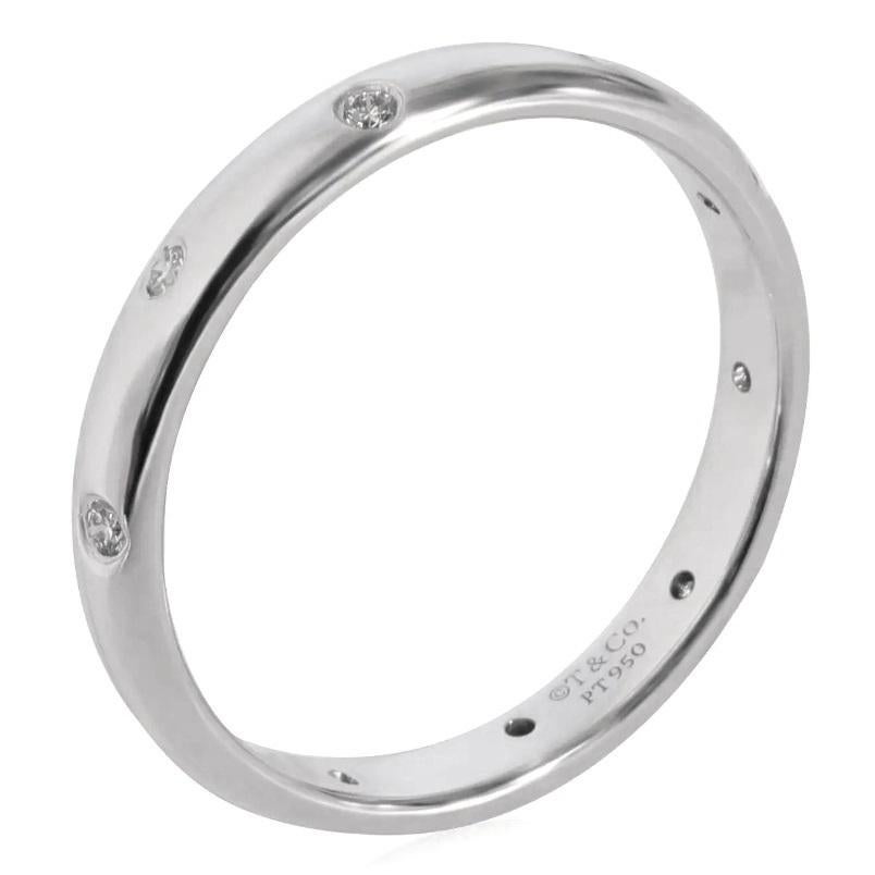 TIFFANY & Co. Etoile Platin-Diamant-Ring mit 3 mm Bandring 10,5 (Rundschliff)