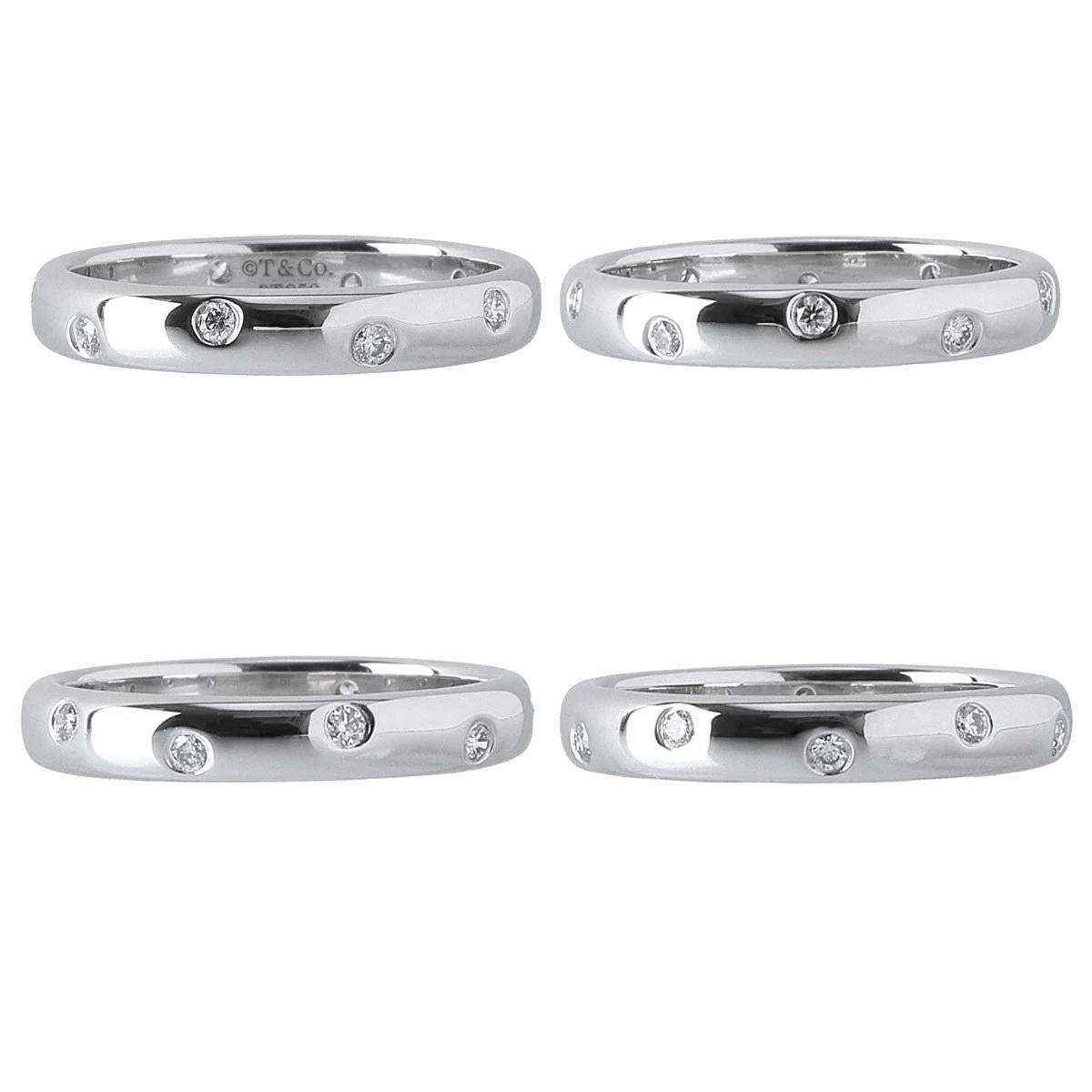 TIFFANY & Co. Etoile Platin Diamant 3mm Band Ring 4 (Rundschliff) im Angebot