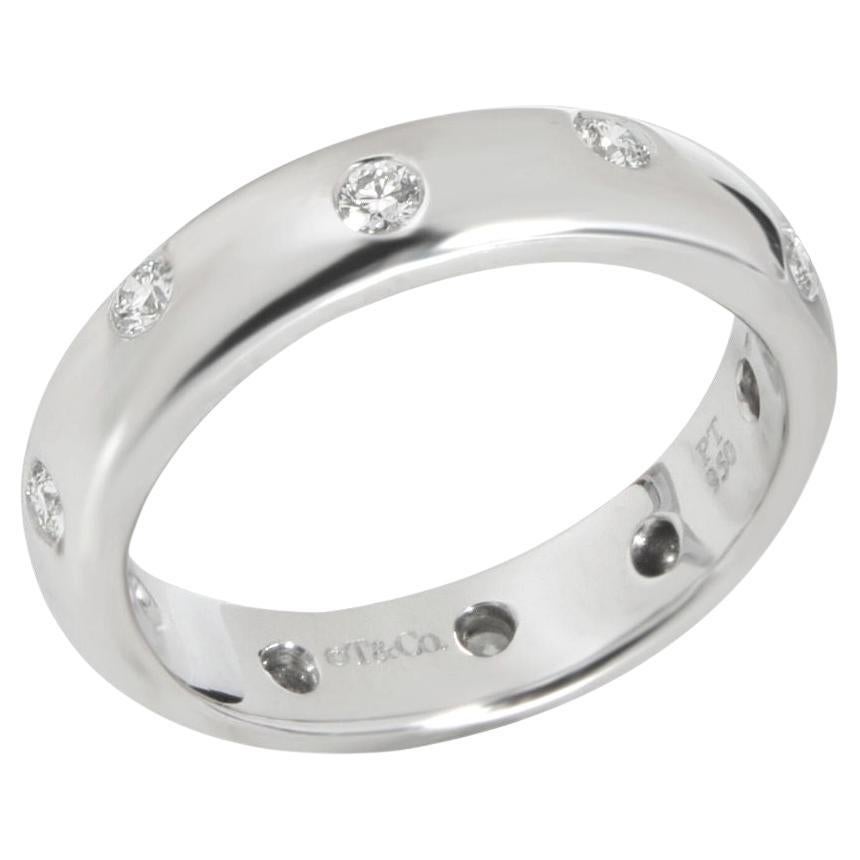 TIFFANY & Co. Etoile Platinum Diamond 4mm Band Ring 4.5 For Sale
