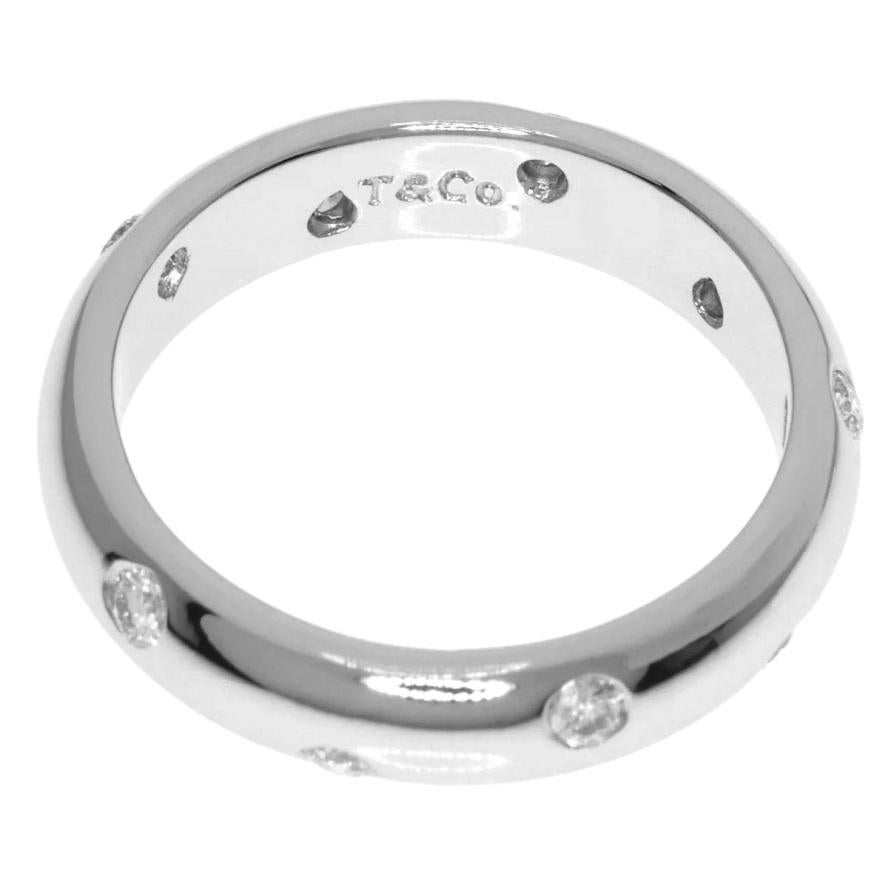 Women's TIFFANY & Co. Etoile Platinum Diamond 4mm Band Ring 5 For Sale