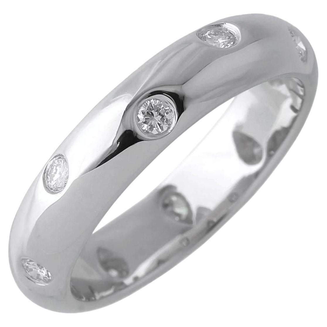 TIFFANY & Co. Etoile, bague à anneau de 4 mm en platine et diamants 5, neuve