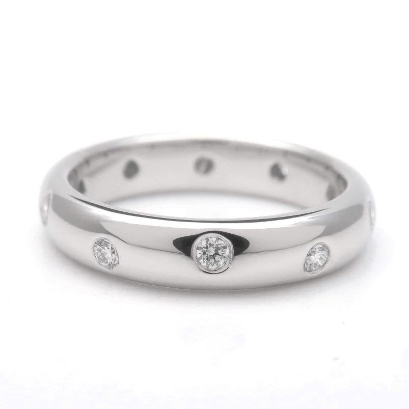 Taille ronde TIFFANY & Co. Etoile, bague à anneau de 4 mm en platine et diamants 5,5 en vente