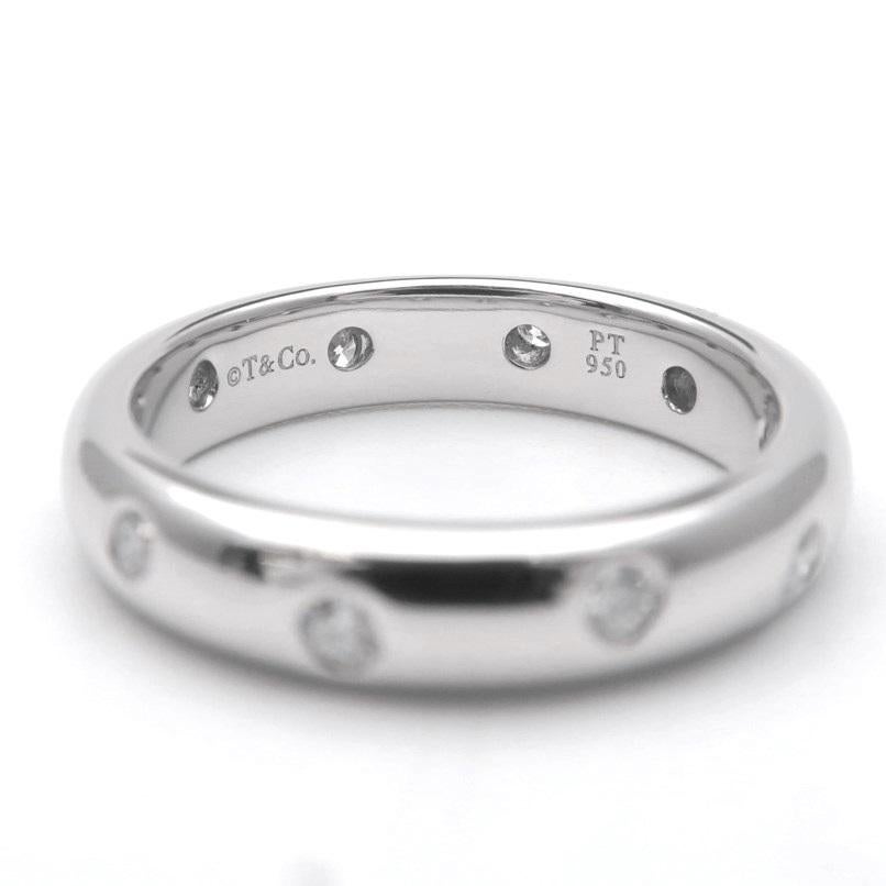 TIFFANY & Co. Etoile, bague à anneau de 4 mm en platine et diamants 5,5 Excellent état - En vente à Los Angeles, CA