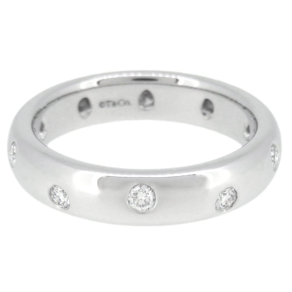 Round Cut TIFFANY & Co. Etoile Platinum Diamond 4mm Band Ring 5.5 New For Sale