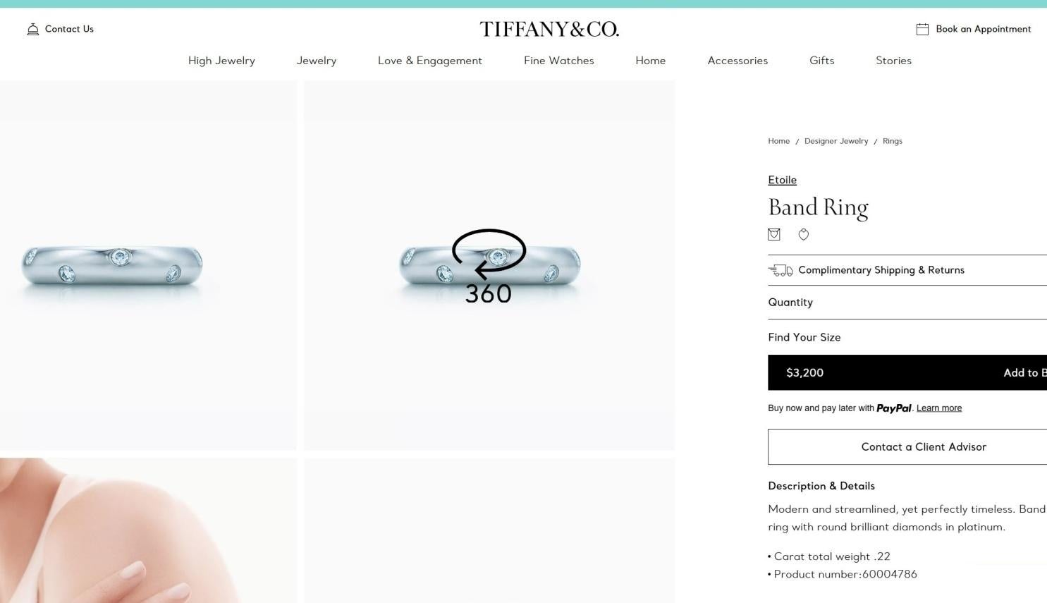 TIFFANY & Co. Etoile Platinum Diamond 4mm Band Ring 5.5 New For Sale 3