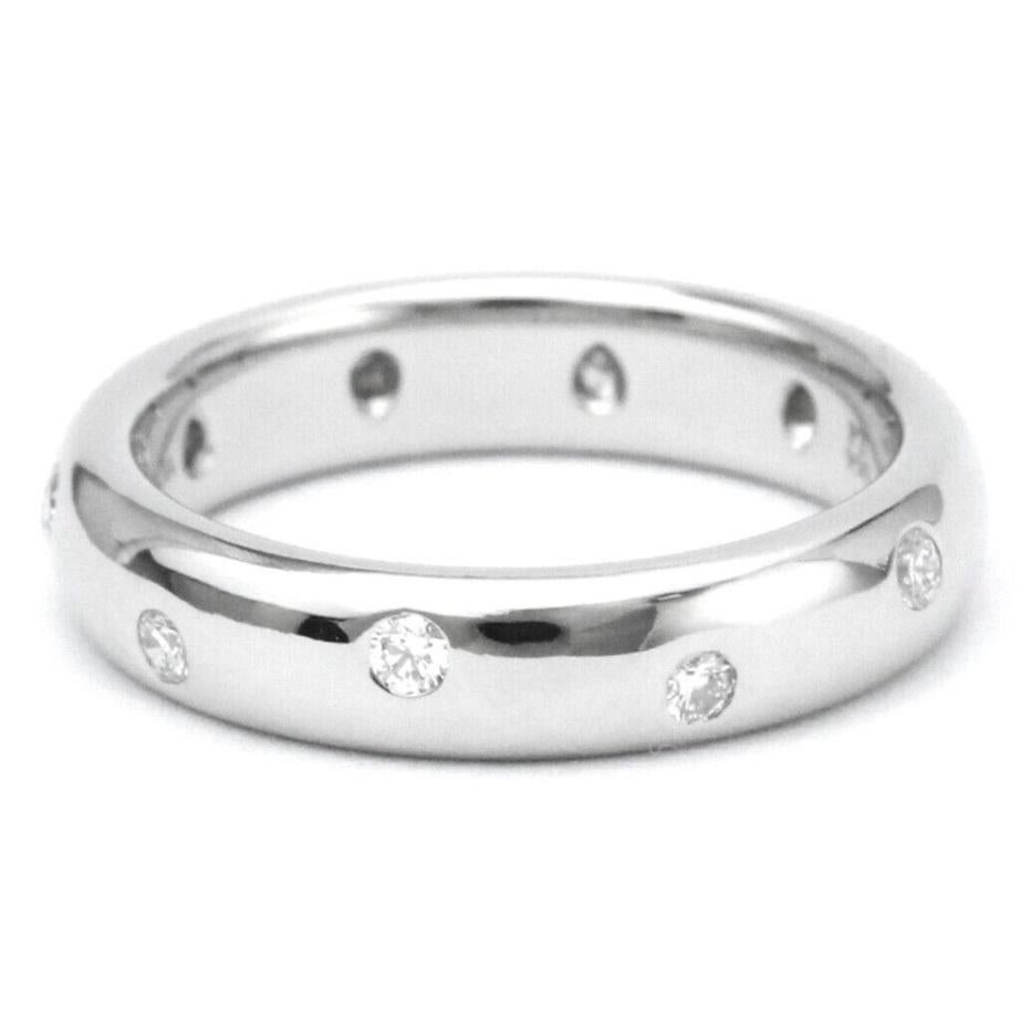 Round Cut TIFFANY & Co. Etoile Platinum Diamond 4mm Band Ring 6 For Sale