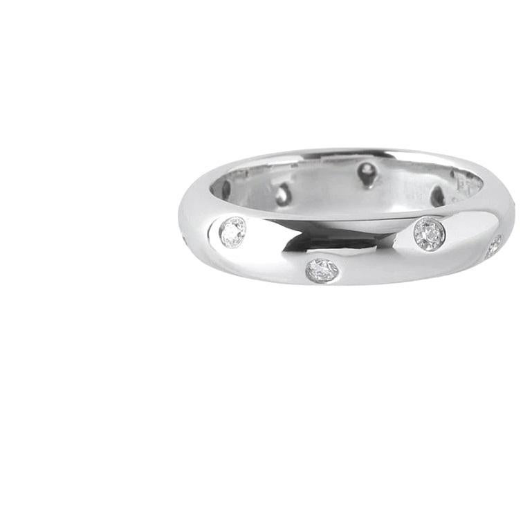 Round Cut TIFFANY & Co. Etoile Platinum Diamond 4mm Band Ring 6 For Sale