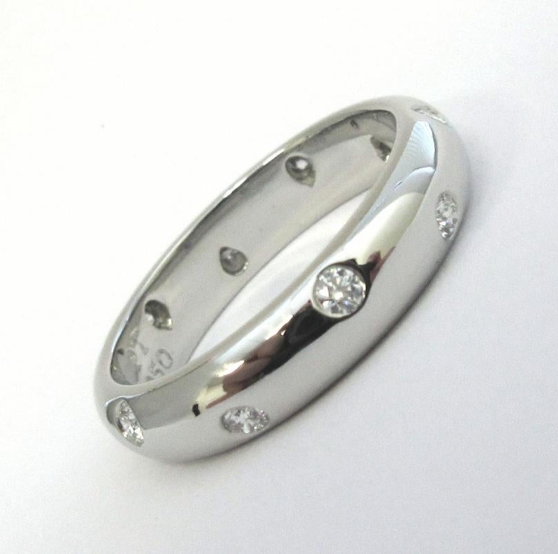 TIFFANY & Co. Etoile Platinum Diamond 4mm Band Ring 6 In Excellent Condition For Sale In Los Angeles, CA