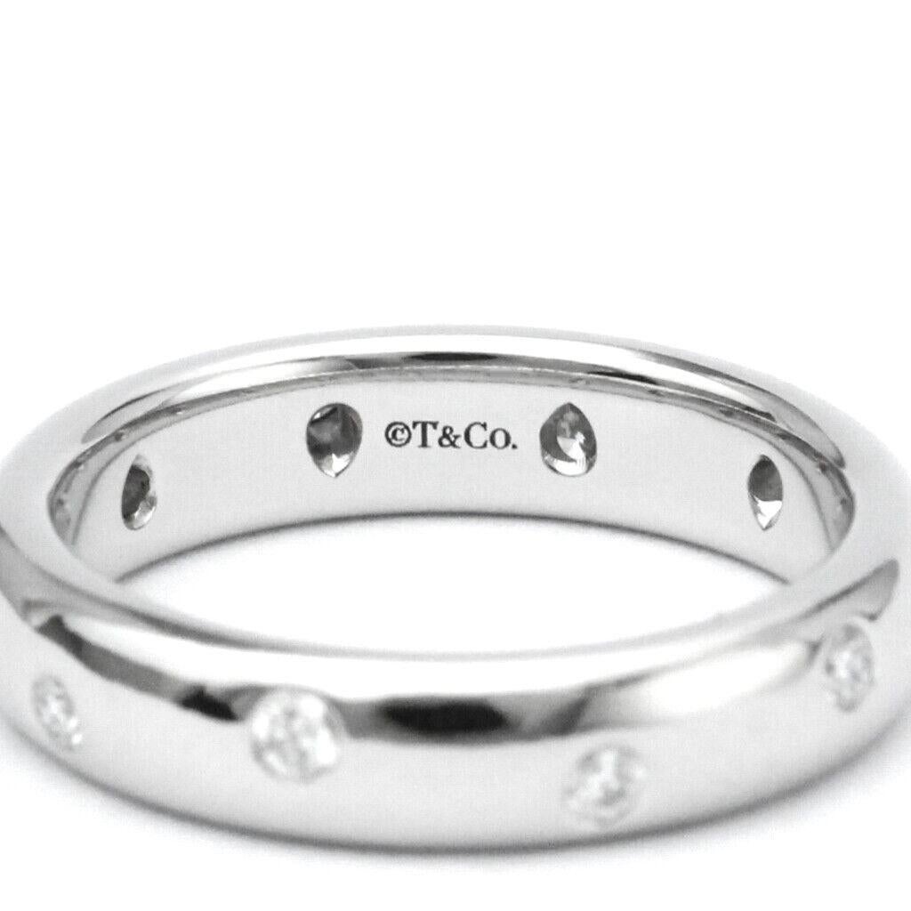 TIFFANY & Co. Etoile Platinum Diamond 4mm Band Ring 6 In Excellent Condition For Sale In Los Angeles, CA