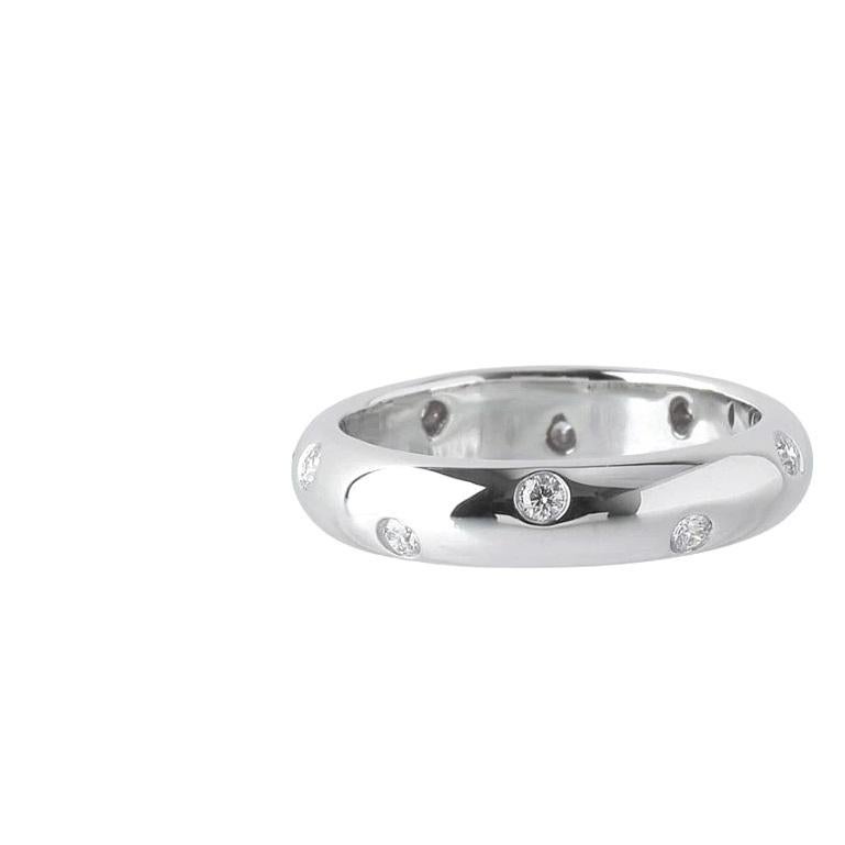 Women's TIFFANY & Co. Etoile Platinum Diamond 4mm Band Ring 6 For Sale