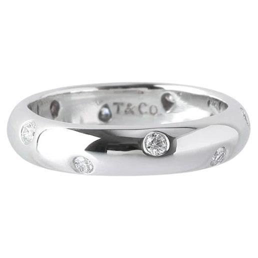 TIFFANY & Co. Etoile Platinum Diamond 4mm Band Ring 6 For Sale